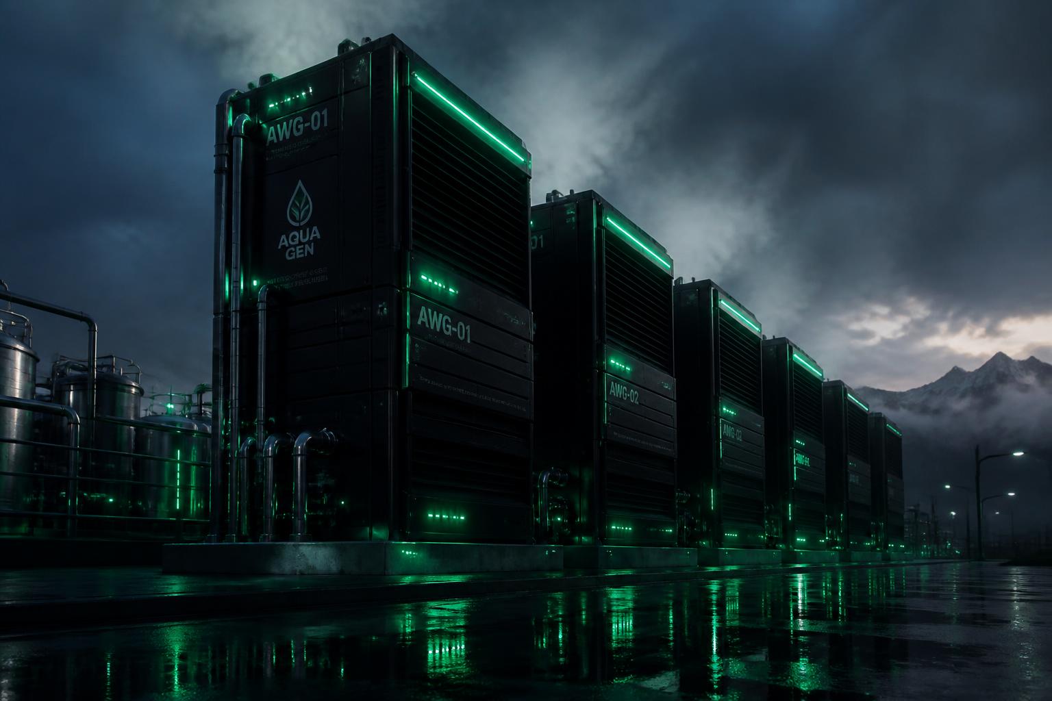 Industrial-scale atmospheric water generation array installation